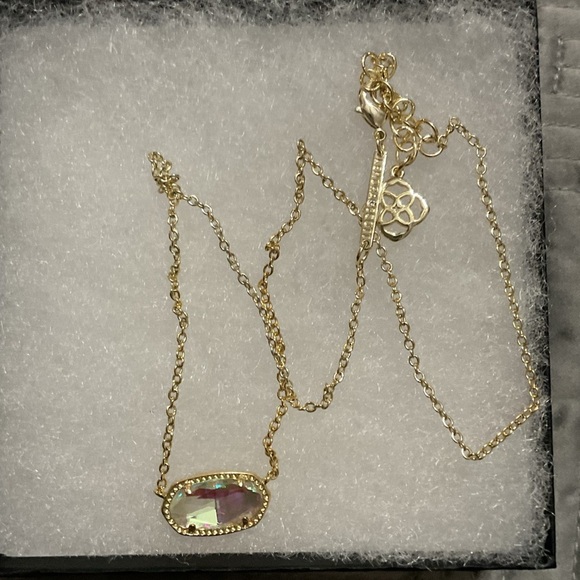 Elisa Gold Pendant Necklace in Dichroic Glass NWOT - Picture 1 of 5